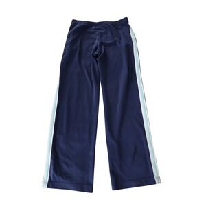 Tek Gear Navy Blue White Teal Side Stripe Track Pants Large Coastal Gym y2k